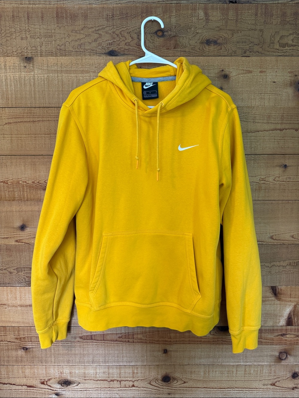 Nike Men’s Yellow Pullover Hoodie with White Swoosh